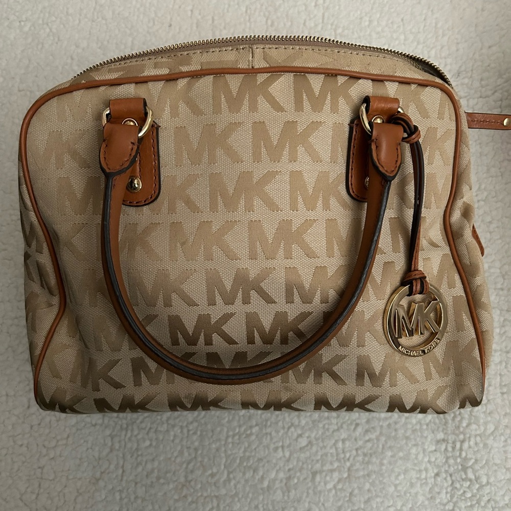 Michael Kors Beige Monogram Satchel